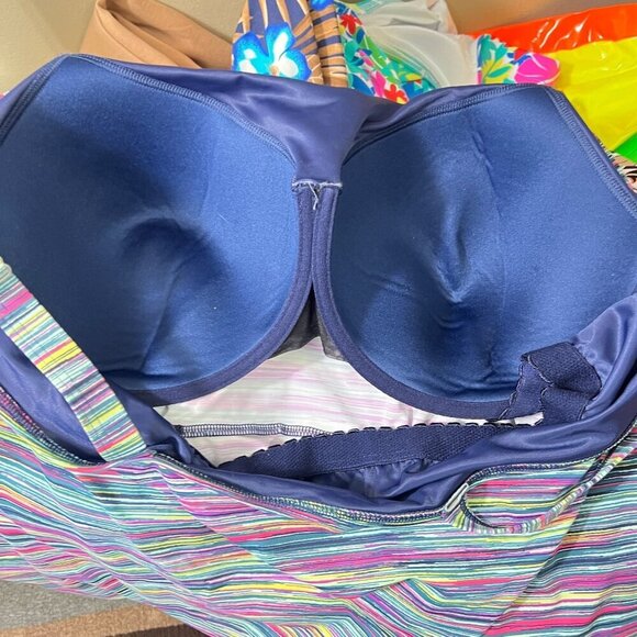 Lands' End Womens Stripe Tankini Swim Top Size 22W Adjustable Straps - Picture 8 of 8